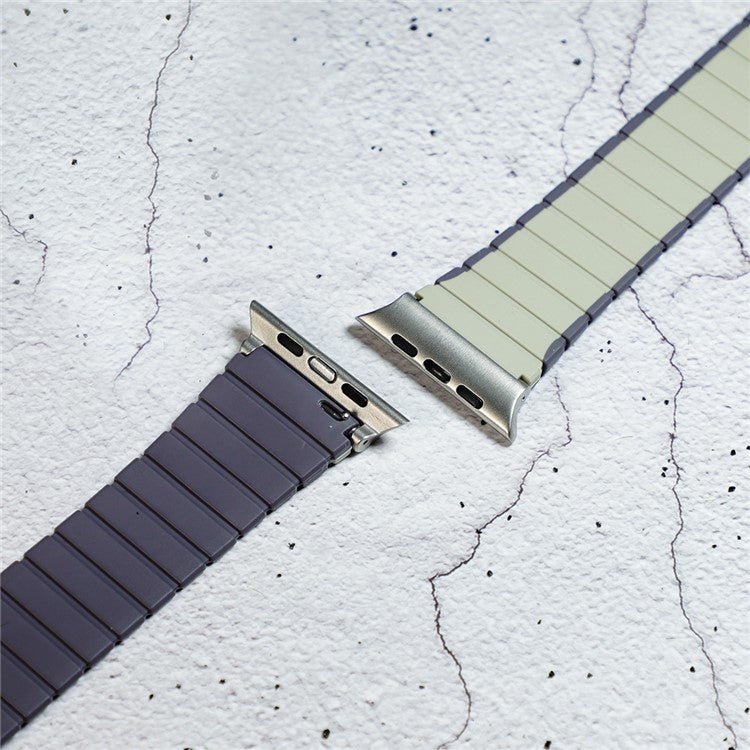 Bans For Apple Watch Series 10 42mm / 9 8 7 41mm / 6 5 4 SE (2023) SE (2022) SE 40mm / 3 2 1 38mm Magnetic Silicone Strap - Light Grey+Blue