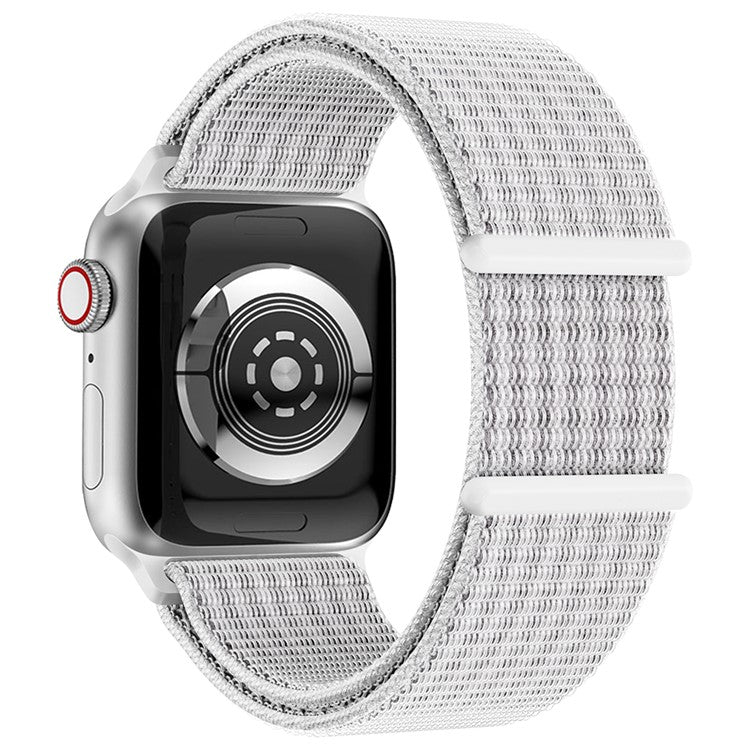 Nylon Watch Band For Apple Watch Series 10 42mm / 9 8 7 41mm / 6 5 4 SE (2023) SE (2022) SE 40mm / 3 2 1 38mm Adjustable Magic Tape Strap - Reflective White