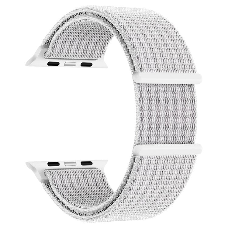 Nylon Watch Band For Apple Watch Series 10 42mm / 9 8 7 41mm / 6 5 4 SE (2023) SE (2022) SE 40mm / 3 2 1 38mm Adjustable Magic Tape Strap - Reflective White