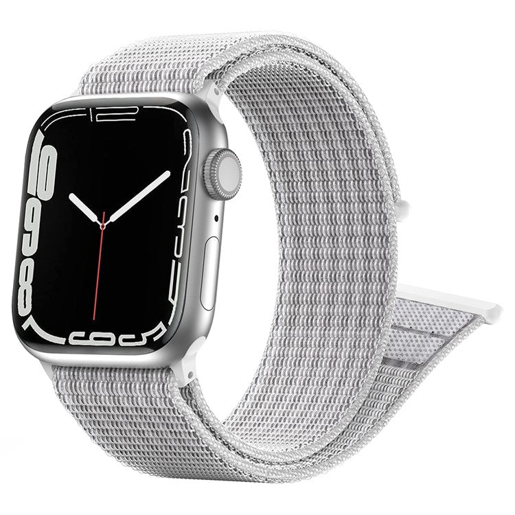 Nylon Watch Band For Apple Watch Series 10 42mm / 9 8 7 41mm / 6 5 4 SE (2023) SE (2022) SE 40mm / 3 2 1 38mm Adjustable Magic Tape Strap - Reflective White