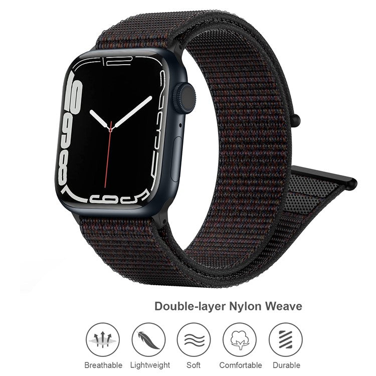 Nylon Watch Band For Apple Watch Series 10 42mm / 9 8 7 41mm / 6 5 4 SE (2023) SE (2022) SE 40mm / 3 2 1 38mm Adjustable Magic Tape Strap - Reflective White