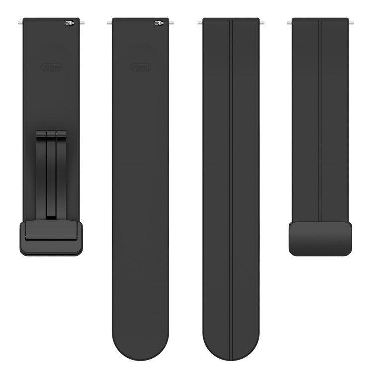 For Huawei Watch GT 4 41mm / Garmin Venu 3S 18mm Watch Band Silicone Watch Strap with Folding Buckle - Black