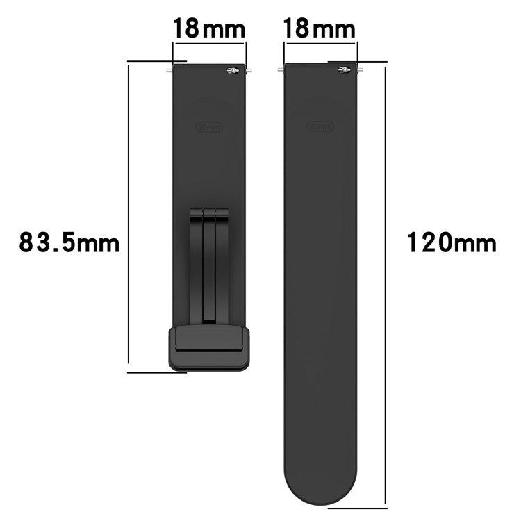 For Huawei Watch GT 4 41mm / Garmin Venu 3S 18mm Watch Band Silicone Watch Strap with Folding Buckle - Black