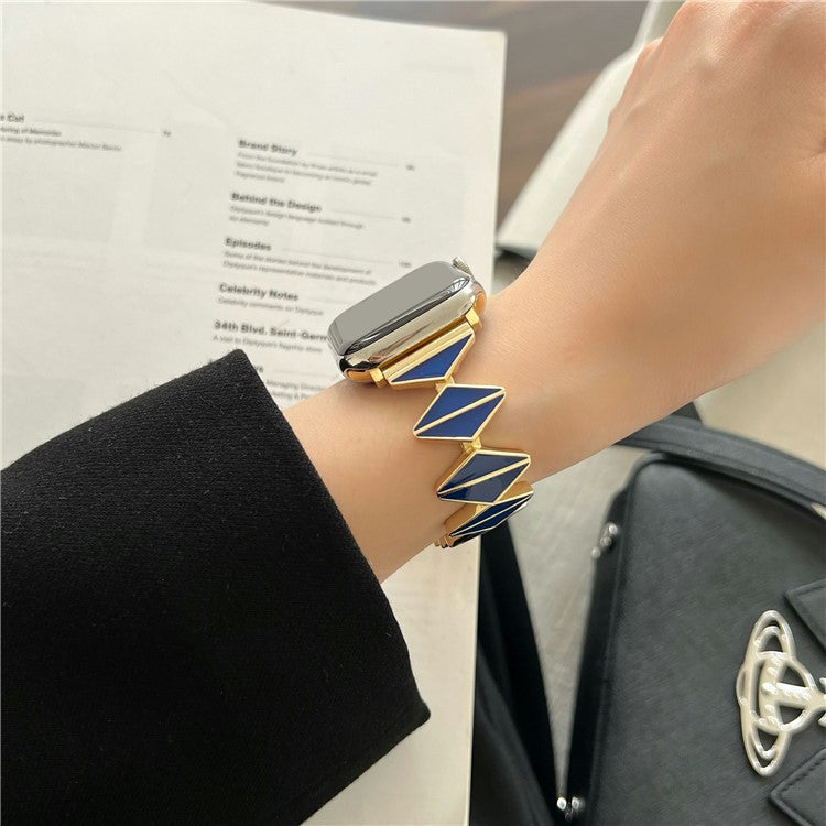 Watch Band For Apple Watch Series 10 42mm / 9 8 7 41mm / 6 5 4 SE (2022) SE (2023) SE 40mm / 3 2 1 38mm Zinc Alloy Epoxy Strap - Blue / Gold Buckle