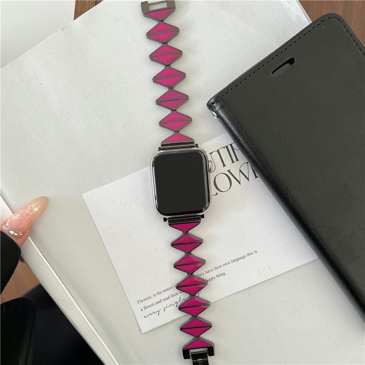 Watch Band For Apple Watch Series 10 42mm / 9 8 7 41mm / 6 5 4 SE (2022) SE (2023) SE 40mm / 3 2 1 38mm Zinc Alloy Epoxy Strap - Magenta / Black Buckle