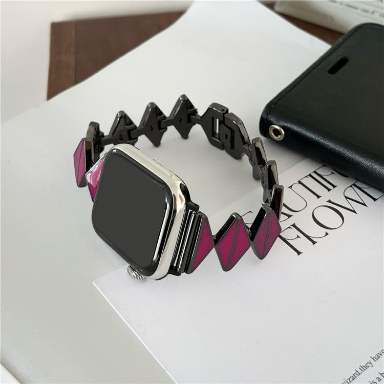 Watch Band For Apple Watch Series 10 42mm / 9 8 7 41mm / 6 5 4 SE (2022) SE (2023) SE 40mm / 3 2 1 38mm Zinc Alloy Epoxy Strap - Magenta / Black Buckle