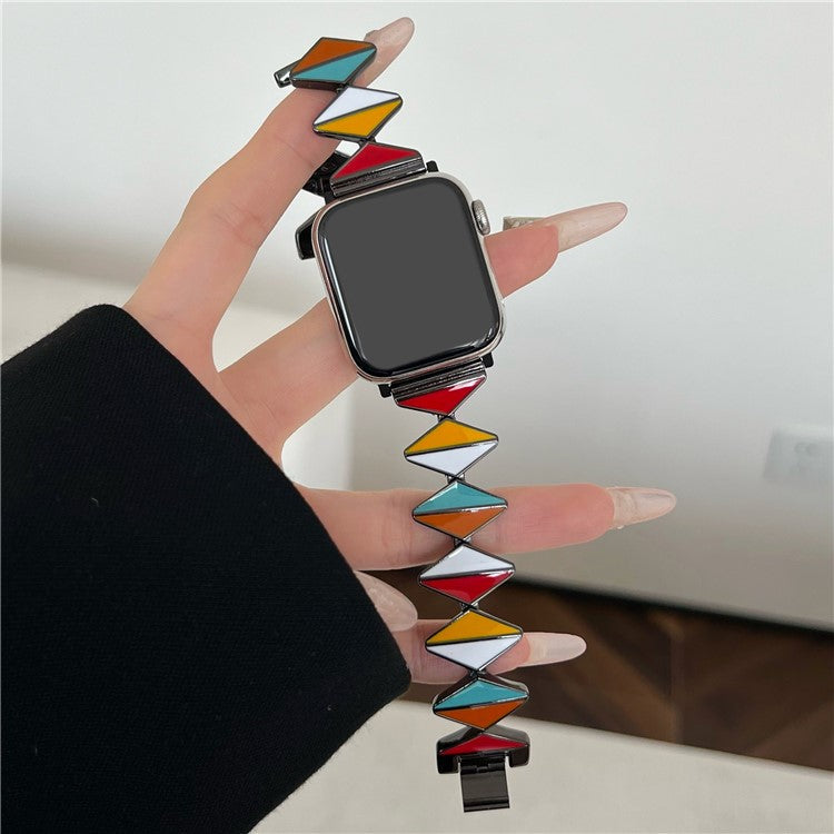 For Apple Watch 10 46mm / Ultra 2 / Ultra 49mm / 9 8 7 45mm / SE (2023) SE (2022) SE 6 5 4 44mm / 3 2 1 42mm Zinc Alloy Watch Band - Multi-Color / Black Buckle