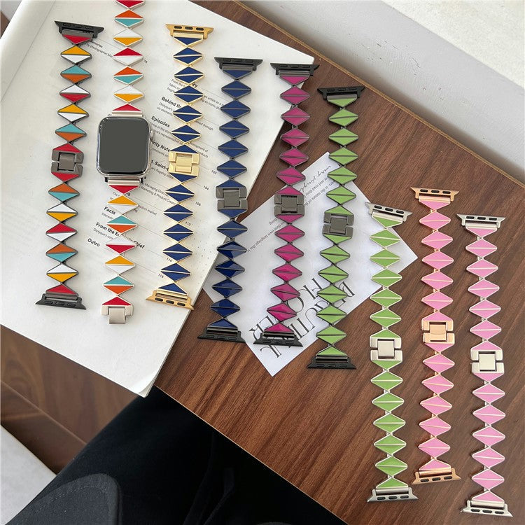 For Apple Watch 10 46mm / Ultra 2 / Ultra 49mm / 9 8 7 45mm / SE (2023) SE (2022) SE 6 5 4 44mm / 3 2 1 42mm Zinc Alloy Watch Band - Multi-Color / Black Buckle