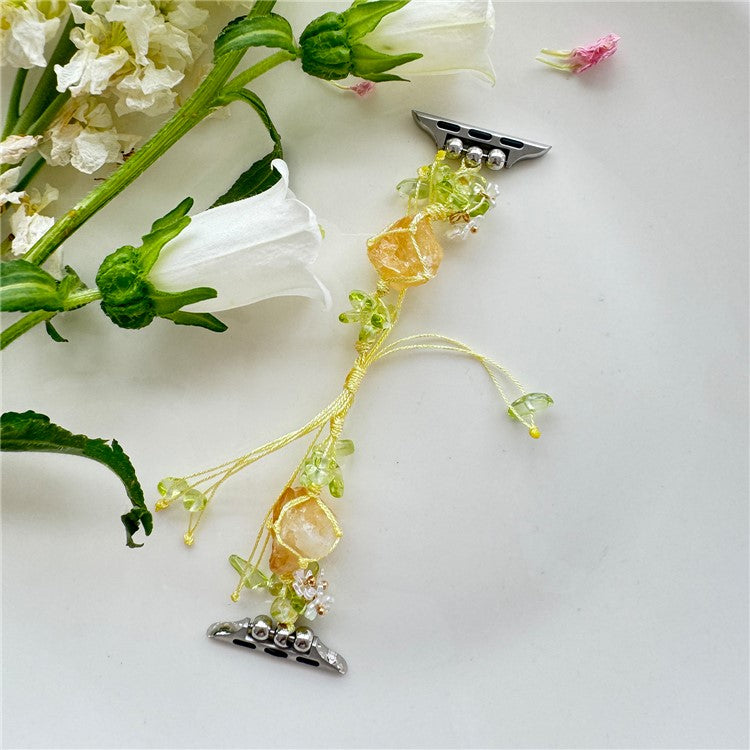 Drawstring Strap for Apple Watch 10 46mm / Ultra 2 / Ultra 49mm / 9 8 7 45mm / SE (2023) SE (2022) SE 6 5 4 44mm / 3 2 1 42mm Color Stone Rope Band - Yellow+Green