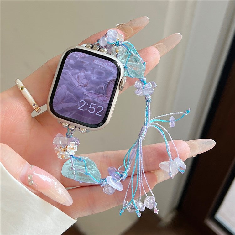 Bracelet For Apple Watch Series 10 42mm / 9 8 7 41mm / 6 5 4 SE (2022) SE (2023) SE 40mm / 3 2 1 38mm Colored Stones Watch Band - Blue+Purple