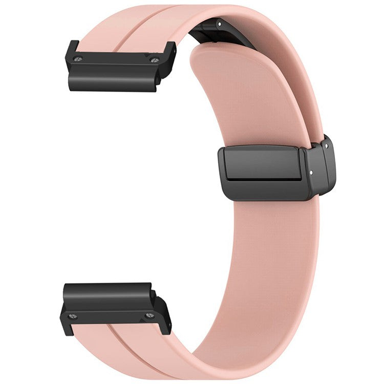 For Coros Vertix 2 / Garmin Fenix 7X / 6X / 5X 26mm Watch Band Magnetic Buckle Silicone Strap - Pink