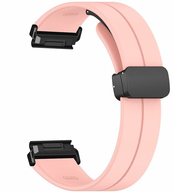 For Coros Vertix 2 / Garmin Fenix 7X / 6X / 5X 26mm Watch Band Magnetic Buckle Silicone Strap - Pink