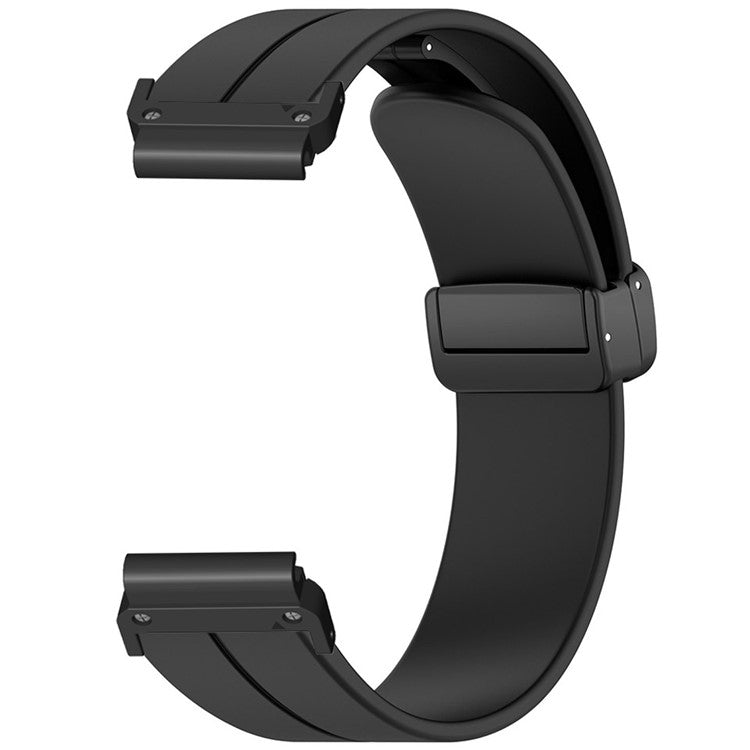 For Coros Vertix 2 / Garmin Fenix 7X / 6X / 5X 26mm Watch Band Magnetic Buckle Silicone Strap - Black