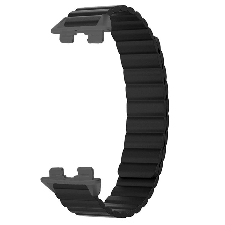 For Huawei Band 9 Magnetic Wrist Band Adjustable Silicone Watch Strap Watch Replacement Accessory - Black