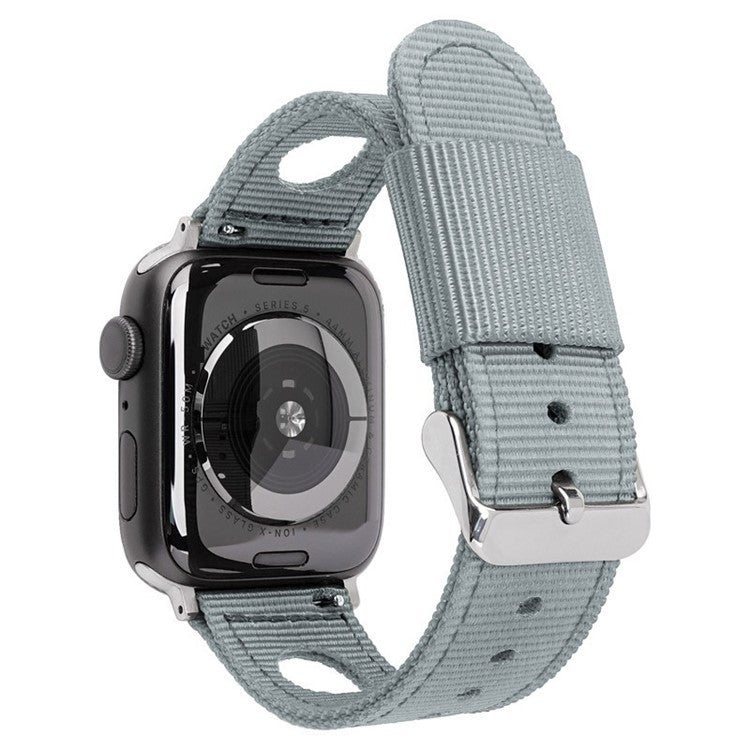 Nylon Watch Band For Apple Watch Series 10 42mm / 9 8 7 41mm / 6 5 4 SE (2023) SE (2022) SE 40mm / 3 2 1 38mm Waterproof Replacement Strap - Grey