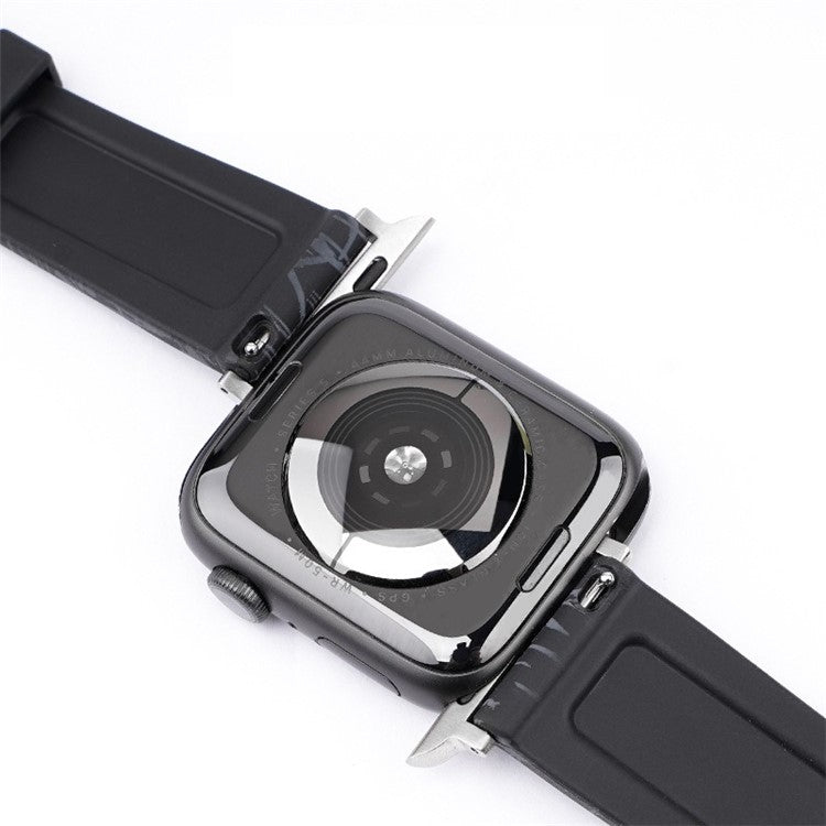 Rubber Watchband For Apple Watch Series 10 42mm / 9 8 7 41mm / 6 5 4 SE (2022) SE (2023) SE 40mm / 3 2 1 38mm Strap with Silver Buckle - Grey