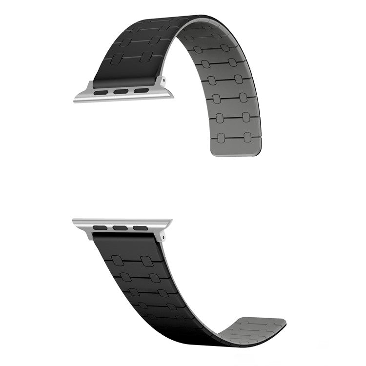 Replacement Strap For Apple Watch Series 10 42mm / 9 8 7 41mm / 6 5 4 SE (2022) SE (2023) SE 40mm / 3 2 1 38mm Silicone Magnetic Watch Band - Black / Grey