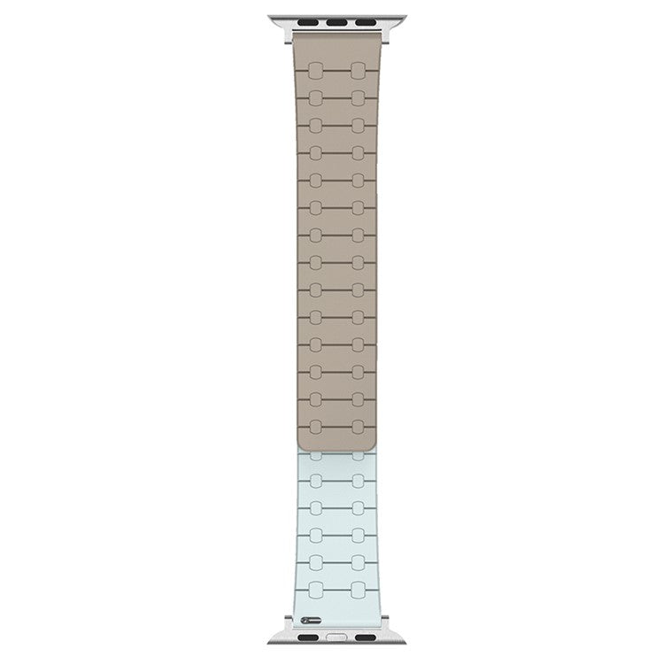 For Apple Watch 10 46mm / Ultra 2 / Ultra 49mm / 9 8 7 45mm / SE (2023) SE (2022) SE 6 5 4 44mm / 3 2 1 42mm Silicone Magnetic Band Strap - Khaki / Light Cyan