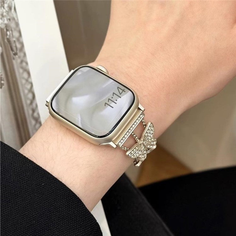 Butterfly Watch Strap for Apple Watch Series 10 42mm / 9 8 7 41mm / 6 5 4 SE (2022) SE (2023) SE 40mm / 3 2 1 38mm Metal Replacement Band - Rose Gold