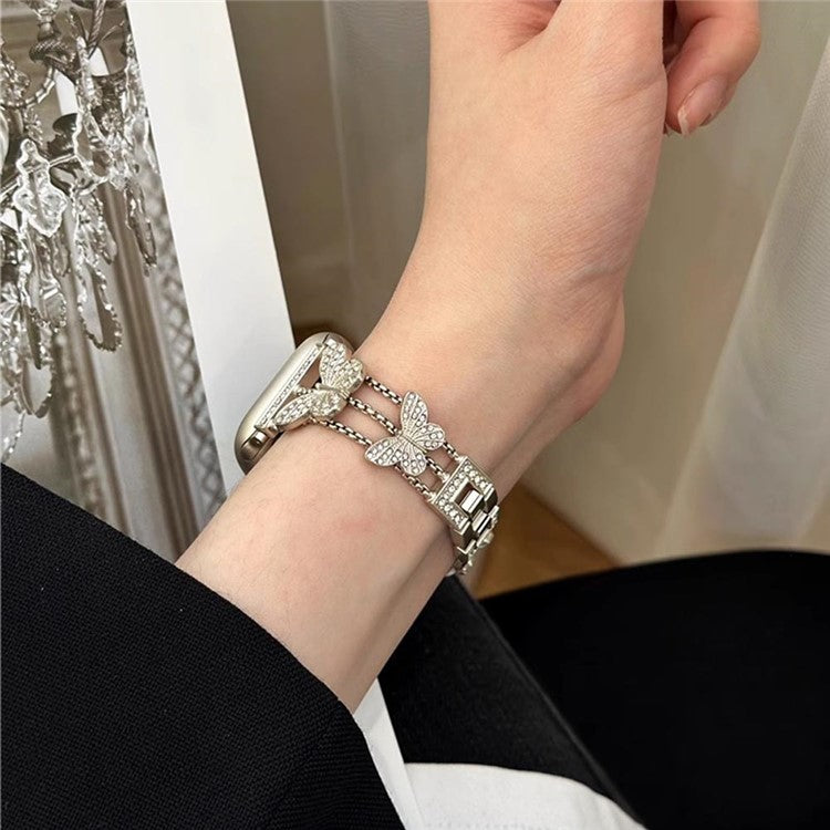 Butterfly Watch Strap for Apple Watch Series 10 42mm / 9 8 7 41mm / 6 5 4 SE (2022) SE (2023) SE 40mm / 3 2 1 38mm Metal Replacement Band - Rose Gold