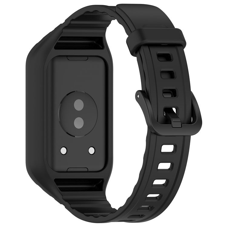 For Honor Band 9 Replacement Watch Band Silicone Strap with Protective Case - Black
