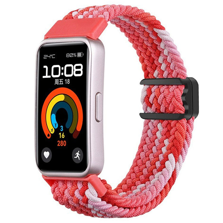 For Huawei Band 8 / Band 8 NFC / Band 9 / Band 9 NFC Wrist Band Magnetic Buckle Nylon Braided Smartwatch Strap - Colorful Red