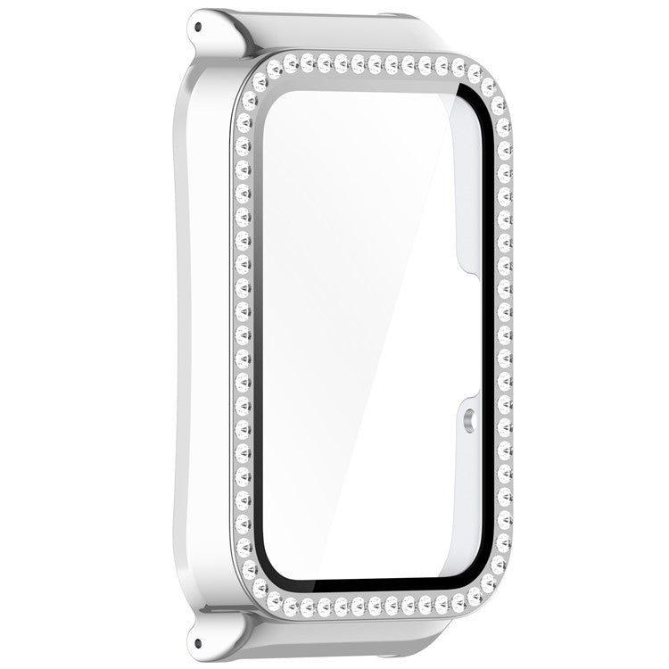 For Samsung Galaxy Fit3 Magnetic Watch Strap Frame Case Tempered Glass Screen Film - Black Silver