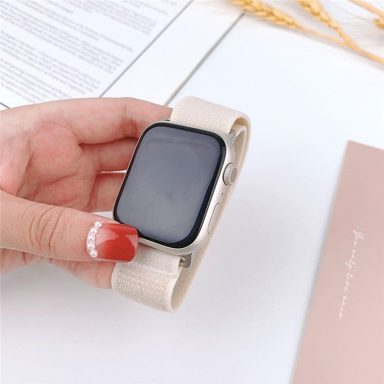 For Apple Watch Series 10 42mm / 9 8 7 41mm / SE (2023) SE (2022) SE 6 5 4 40mm / 3 2 1 38mm Wrist Strap Nylon Watch Band - Starlight