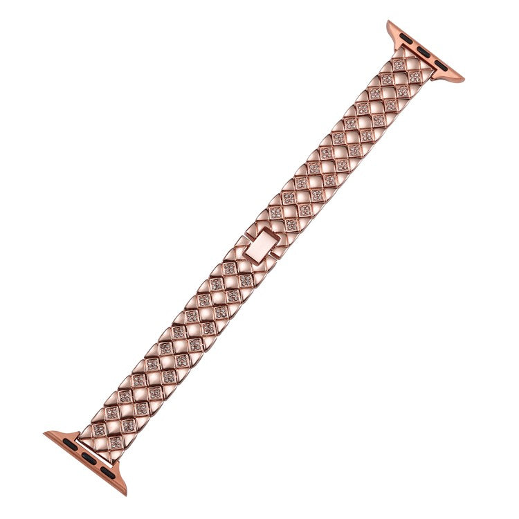 For Apple Watch 10 46mm / Ultra 2 / Ultra 49mm / 9 8 7 45mm / SE (2023) SE (2022) SE 6 5 4 44mm / 3 2 1 42mm Rhombus Zinc Alloy Strap - Rose Gold