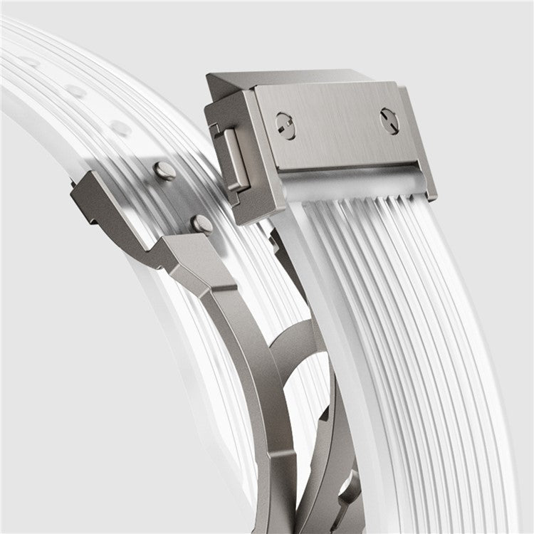 For Apple Watch 10 46mm / Ultra 2 / Ultra 49mm / 9 8 7 45mm / SE (2023) SE (2022) SE 6 5 4 44mm / 3 2 1 42mm Silicone Strap - Titanium+Transparent Blue