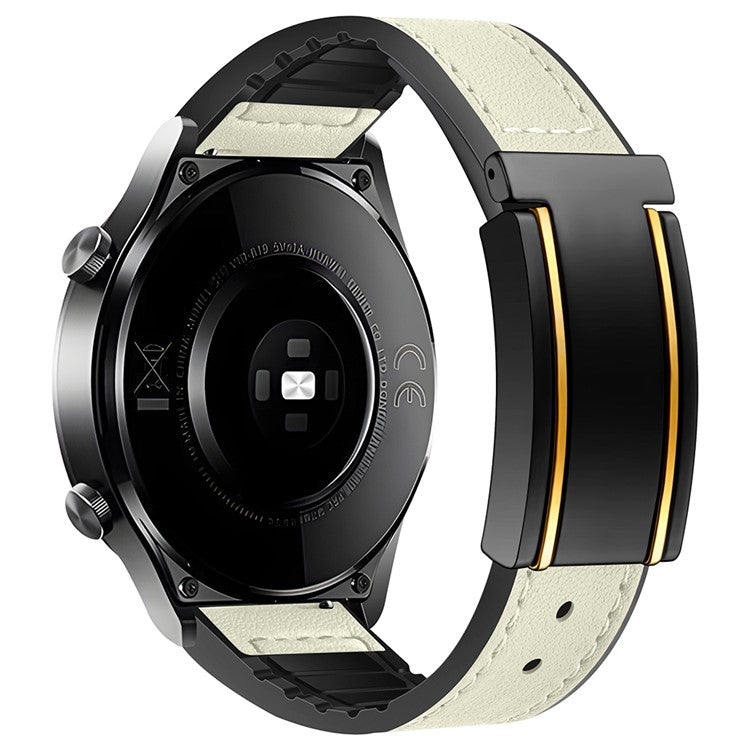For Huawei Watch GT 4 41mm / Garmin Venu 3S / Xiaomi Mi Watch Magnetic Buckle Strap - Beige