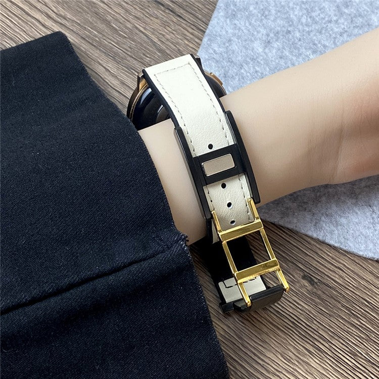 For Huawei Watch GT 4 41mm / Garmin Venu 3S / Xiaomi Mi Watch Magnetic Buckle Strap - Beige