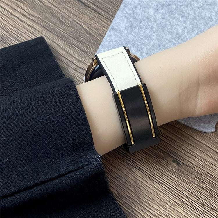 For Huawei Watch GT 4 41mm / Garmin Venu 3S / Xiaomi Mi Watch Magnetic Buckle Strap - Beige