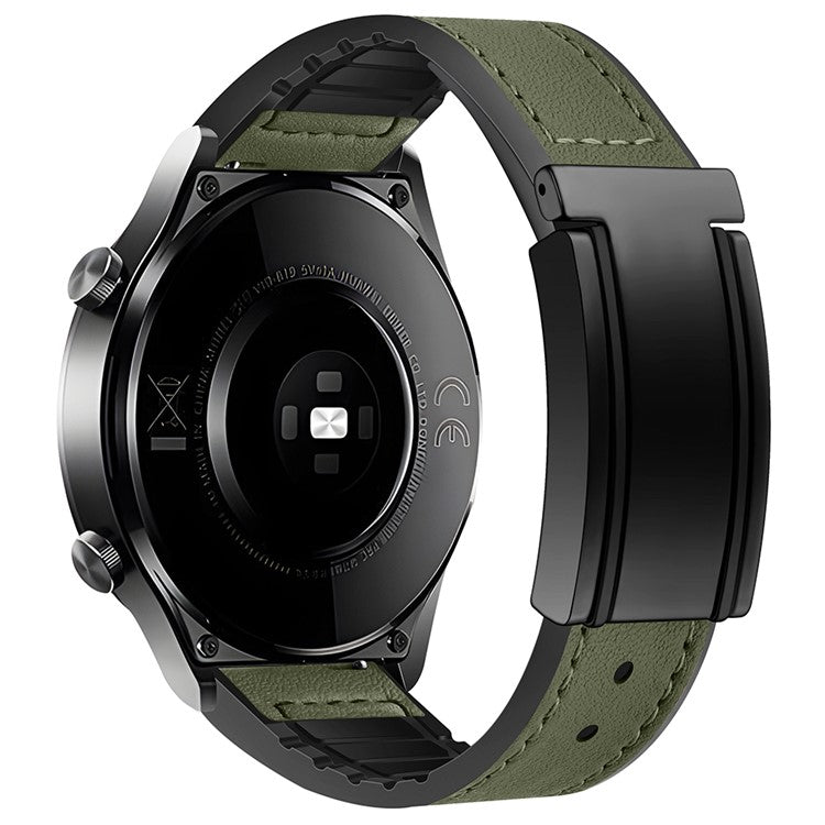 For Huawei Watch GT 4 41mm / Garmin Venu 3S / Xiaomi Mi Watch Magnetic Buckle Strap - Green