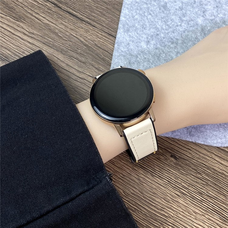 For Huawei Watch 4 / 4 Pro / GT 4 46mm Watch Band 22mm Silicone+Genuine Cow Leather Watch Strap - Black Gold