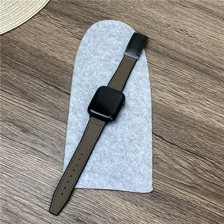 For Apple Watch 10 46mm / Ultra 2 / Ultra 49mm / 9 8 7 45mm / SE (2023) SE (2022) SE 6 5 4 44mm / 3 2 1 42mm Watch Band Magnetic Buckle - Tan