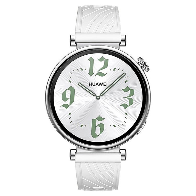 For Huawei Watch GT 4 41mm / Xiaomi Mi Watch Silicone Band 18mm Textured Watch Strap - White+Silver Buckle