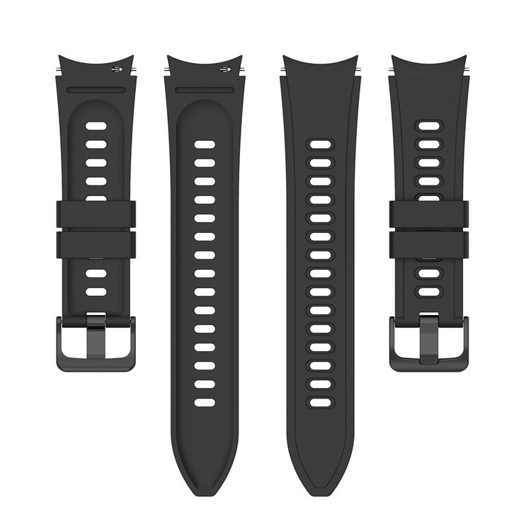 For Samsung Galaxy Watch FE 40mm / Watch4 / Watch 5 / Watch 5 Pro / Watch6 Replacement Bands Black Buckle Silicone Strap - Black