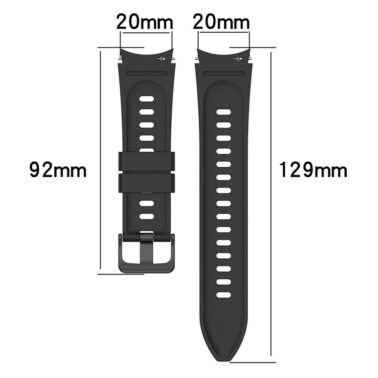 For Samsung Galaxy Watch FE 40mm / Watch4 / Watch 5 / Watch 5 Pro / Watch6 Replacement Bands Black Buckle Silicone Strap - Black