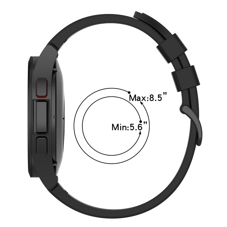 For Samsung Galaxy Watch FE 40mm / Watch4 / Watch 5 / Watch 5 Pro / Watch6 Replacement Bands Black Buckle Silicone Strap - Black