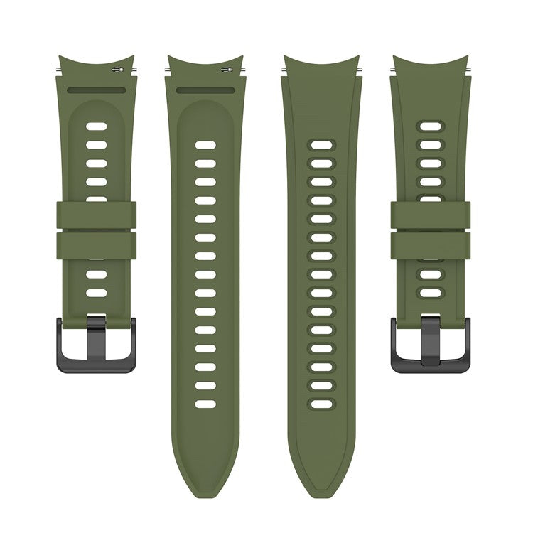 For Samsung Galaxy Watch FE 40mm / Watch4 / Watch 5 / Watch 5 Pro / Watch6 Replacement Bands Black Buckle Silicone Strap - Army Green