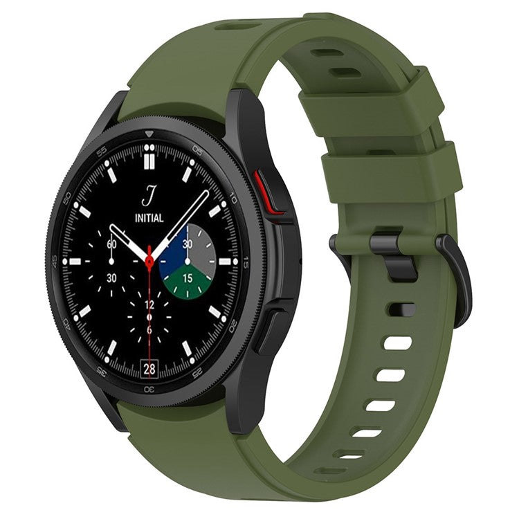 For Samsung Galaxy Watch FE 40mm / Watch4 / Watch 5 / Watch 5 Pro / Watch6 Replacement Bands Black Buckle Silicone Strap - Army Green