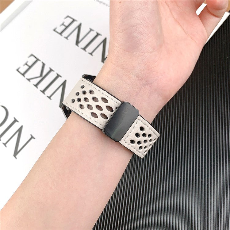 For Huawei Watch GT 4 46mm / 4 Pro / Samsung Galaxy Watch3 / Watch 4 Band Hollow-Out 22mm Leather Watch Strap - Starlight