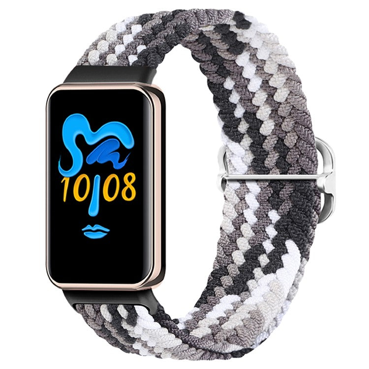 For Honor Band 9 Braided Watch Band Adjustable Nylon Stretchy Sport Replacement Strap - Colorful Black