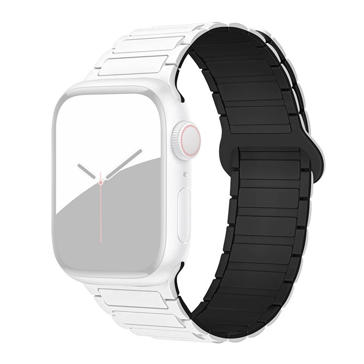 For Apple Watch 10 46mm / Ultra 2 / Ultra 49mm / 9 8 7 45mm / SE (2023) SE (2022) SE 6 5 4 44mm / 3 2 1 42mm Silicone Strap Magnetic - White / Black