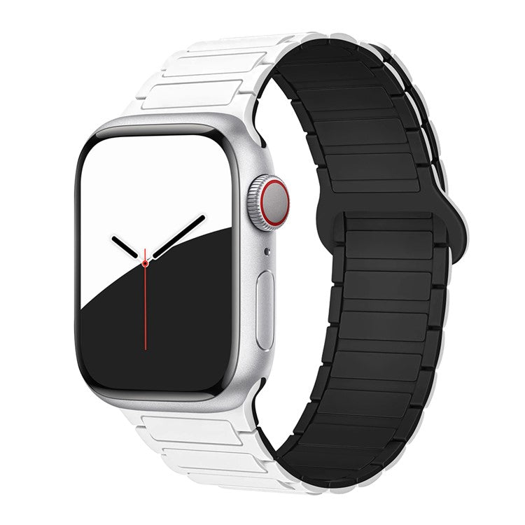 For Apple Watch 10 46mm / Ultra 2 / Ultra 49mm / 9 8 7 45mm / SE (2023) SE (2022) SE 6 5 4 44mm / 3 2 1 42mm Silicone Strap Magnetic - White / Black