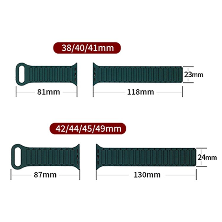 For Apple Watch Series 10 42mm / 9 8 7 41mm / SE (2023) SE (2022) SE 6 5 4 40mm / 3 2 1 38mm Watchband Soft Silicone Magnetic Strap - Midnight Blue / Chocolate