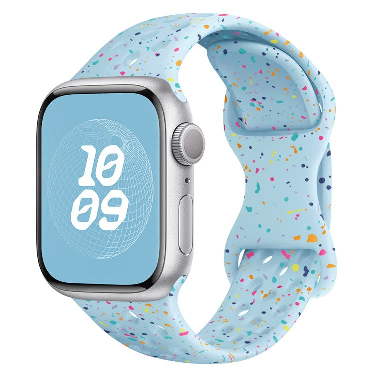 For Apple Watch 10 46mm / Ultra 2 / Ultra 49mm / 9 8 7 45mm / SE (2023) SE (2022) SE 6 5 4 44mm / 3 2 1 42mm Confetti Decor Silicone Strap - Baby Blue