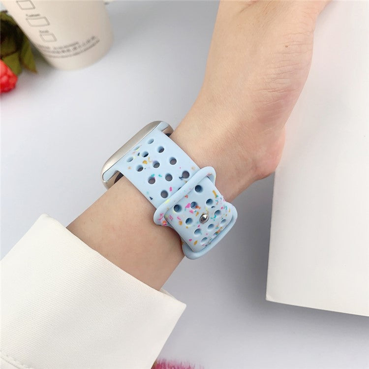 For Apple Watch 10 46mm / Ultra 2 / Ultra 49mm / 9 8 7 45mm / SE (2023) SE (2022) SE 6 5 4 44mm / 3 2 1 42mm Confetti Decor Silicone Strap - Baby Blue