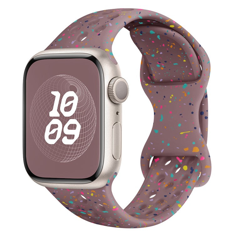 For Apple Watch 10 46mm / Ultra 2 / Ultra 49mm / 9 8 7 45mm / SE (2023) SE (2022) SE 6 5 4 44mm / 3 2 1 42mm Confetti Decor Silicone Strap - Smoky Purple